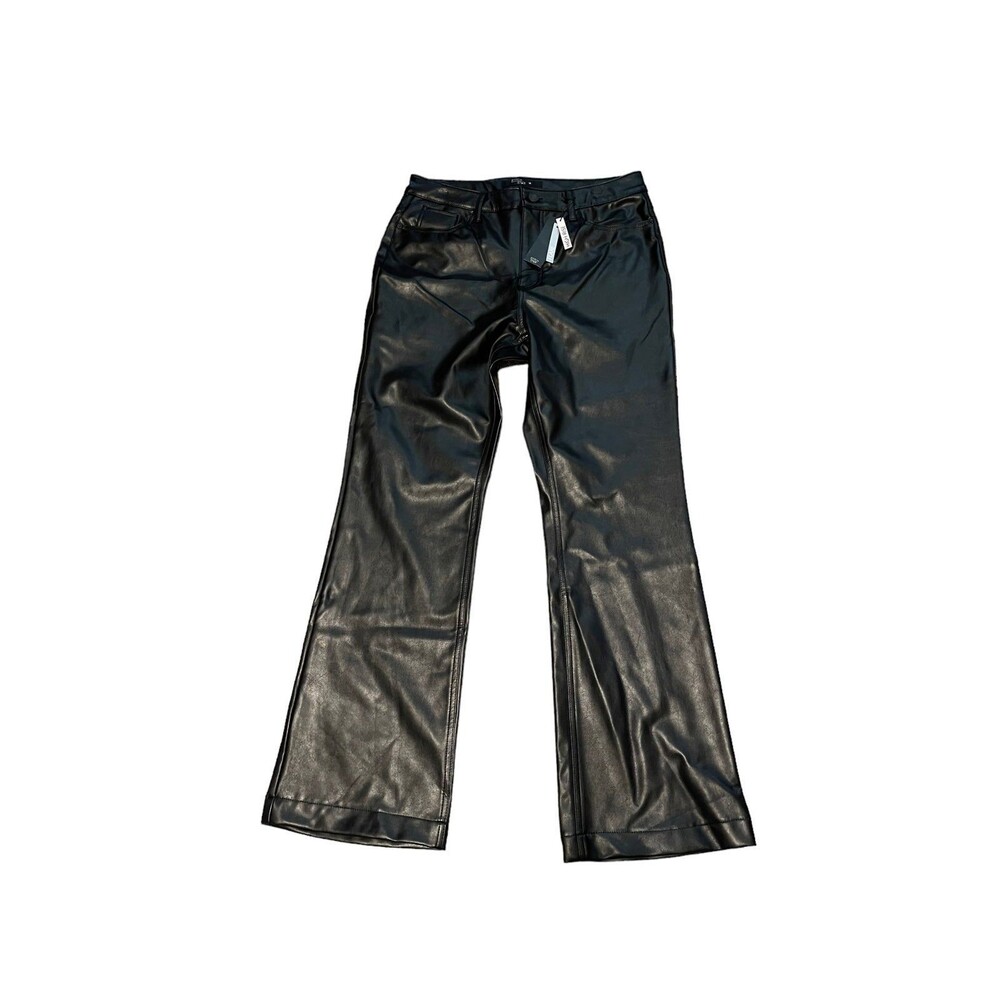 faux leather flare pants stitch star Sz 14